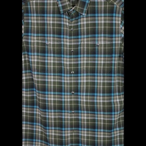 Kuhl Shirt Men’s Medium Check Short Sleeve Green Blue Lightweight Plaid Hiking - Picture 2 of 9